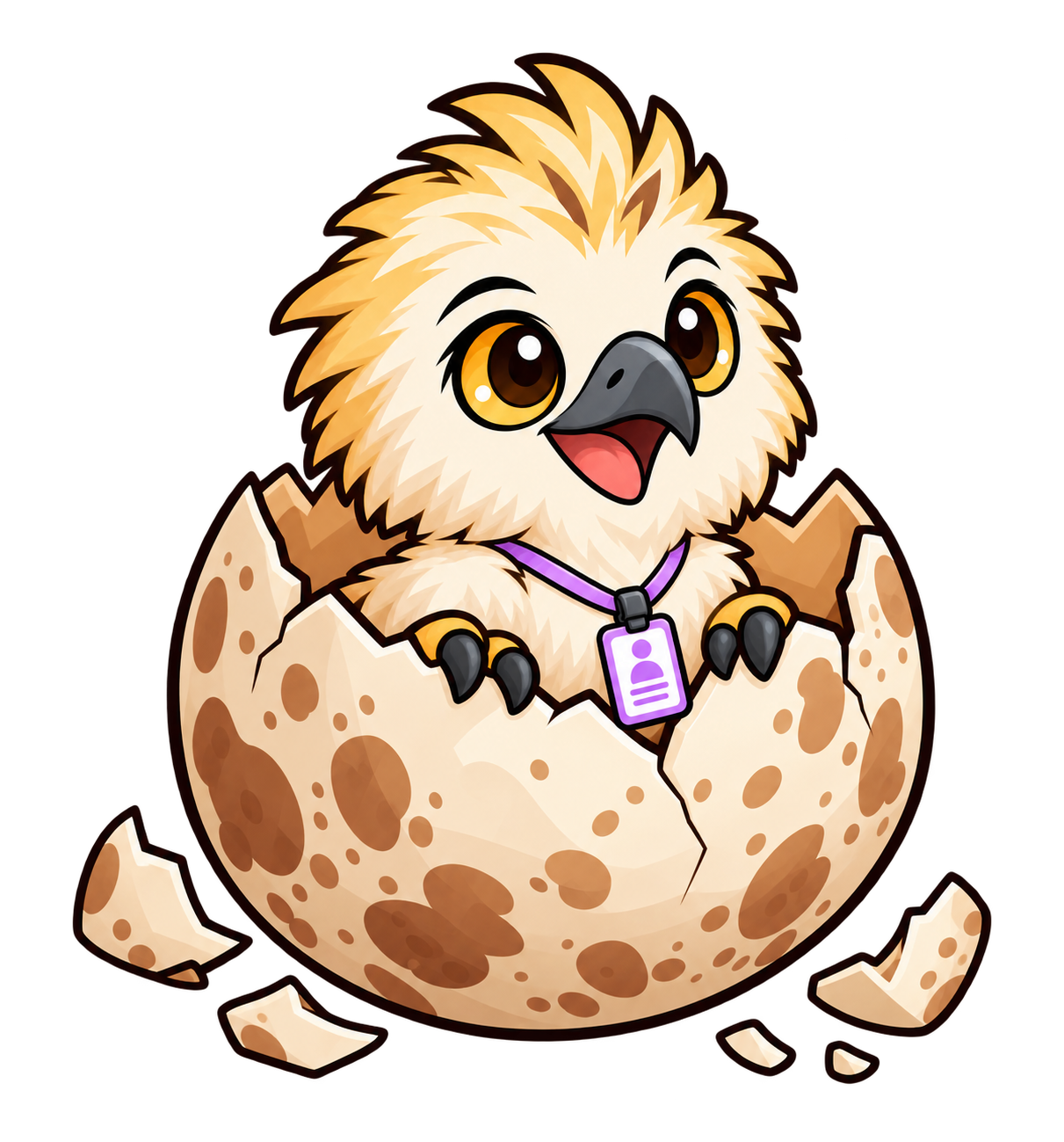 Your Philippine Eagle hatching from its speckled egg